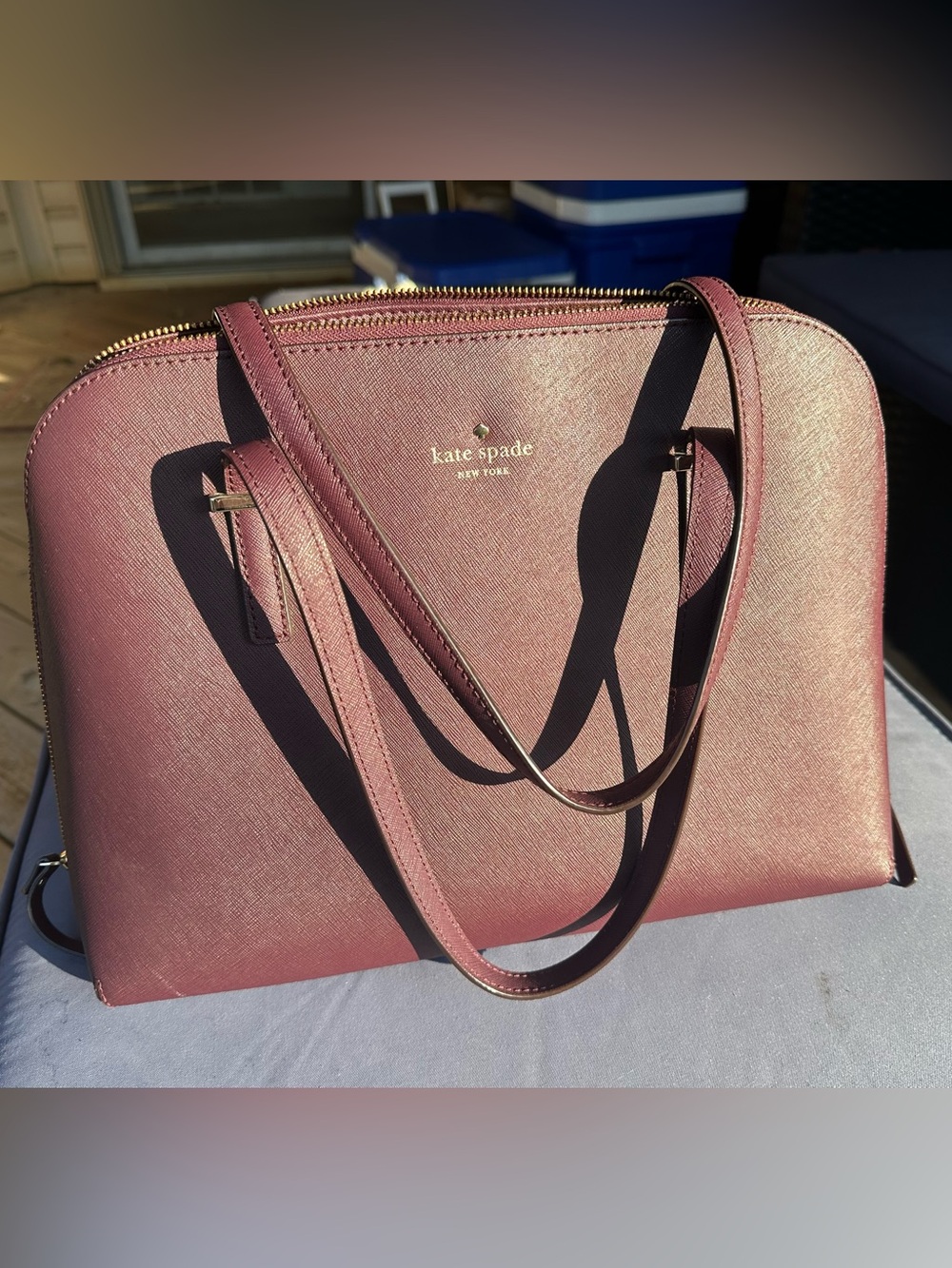 kate spade Merlot Cedar Street Dome Satchel with Gold Logo